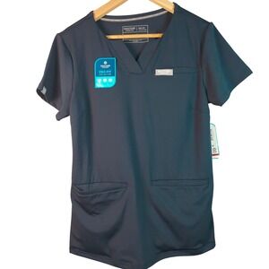 Doctors Choice Pro Fit Collection Women navy Scrub Top V Neck Short Sleeve Small